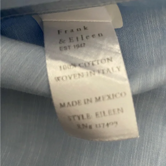 Frank And Eileen Shirt Top Button Blue Classic XL New Eileen Style Cotton - Picture 4 of 4